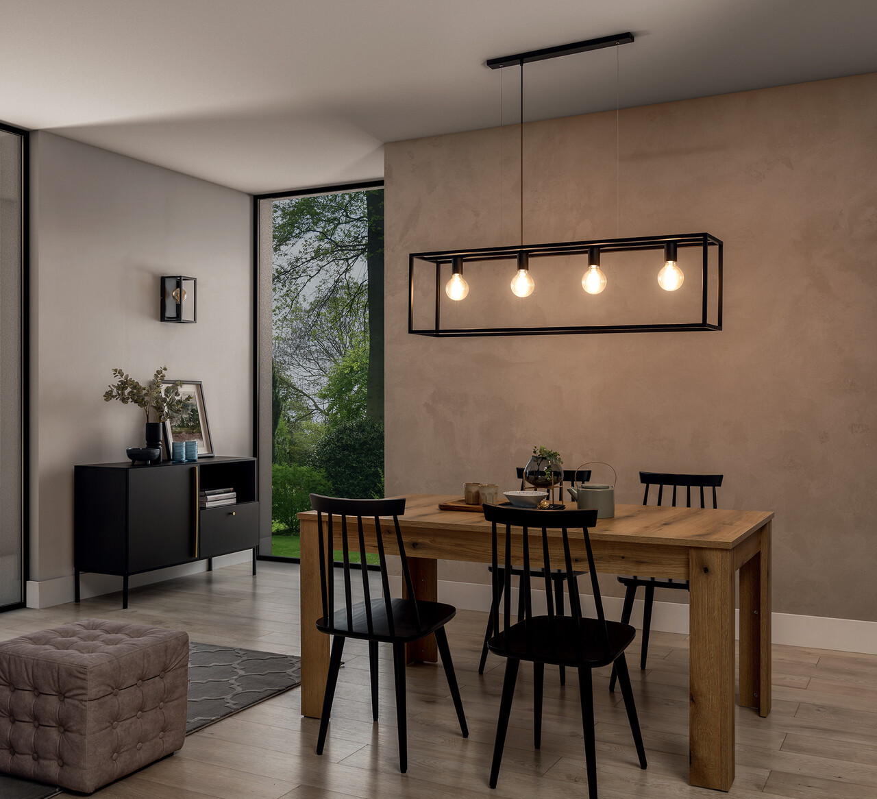Lustra ELTAP, Furtim, 122x23x120 cm, 4xE27, 15W, otel, negru - imagine 6
